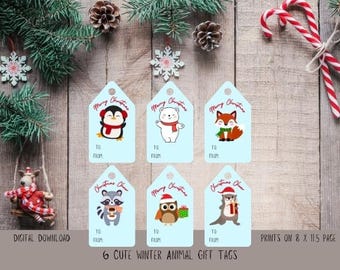 Printable Christmas Gift Tags | Woodland Animal Holiday Tags