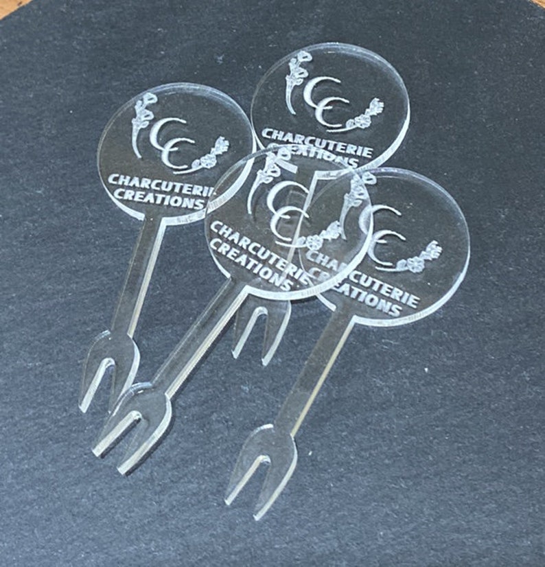 Personalized Clear Acrylic Food Picks, Custom Engraved Cheese Markers ...