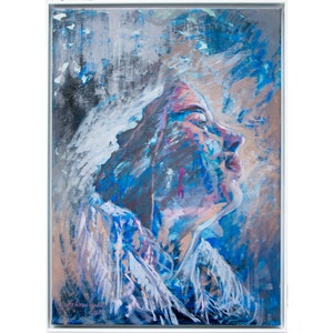 Original Beautiful Woman Portrait Painting, Original Painting Canvas, Tempera Paint and Acrylic Paint, 70 x 50 cm