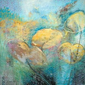 Elegant Lotus Wall Art, Floral Wall Art, Original Acrylic Painting, Impressionist Painting, Hand Painted, Easy to Hang, 120 x 120 cm