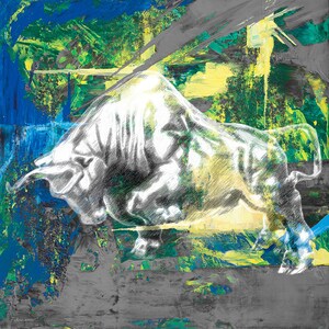 Original Bull Painting, bull wall art, Print on Canvas XL Ready to Hang, Limited Signed, Bullfight