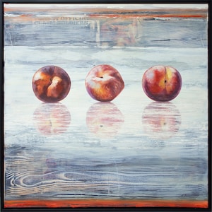 Original Painting of Peaches, Fruit Painting, Still Life Painting, Canvas Painting Original, Canvas Painting Original