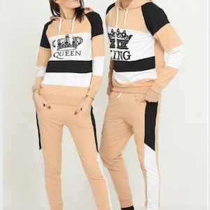 King and Queen Matching Couple Tracksuit: His & Hers Hoodie Set