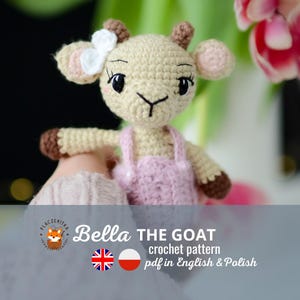 Bella the Goat – Crochet Pattern PDF in English and Polish, amigurumi step by step, birthday gift for granddaughters, Baby room decor