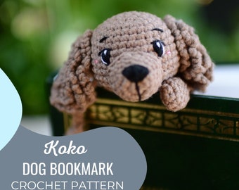 Modèle au crochet de marque-page pour chien - polonais/anglais - PDF - Porte-livre make your amigurumi, design pour débutants, jouet cocker