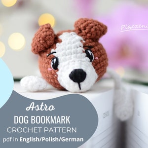 Crochet pattern - Polish/English/German - PDF - Doggie crochet bookmark pattern, amigurumi lovers, make your crochet book holder