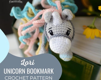 Marque-page au crochet licorne, motif anglais/polonais, amour de la lecture et cheval, design pour débutants, cadeau pour amateurs de lecture, cadeau pour enfants