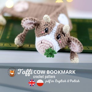 Wzór szydełkowy - polski/angielski - PDF - Krowa zakładka szydełkowa, wzór amigurumi