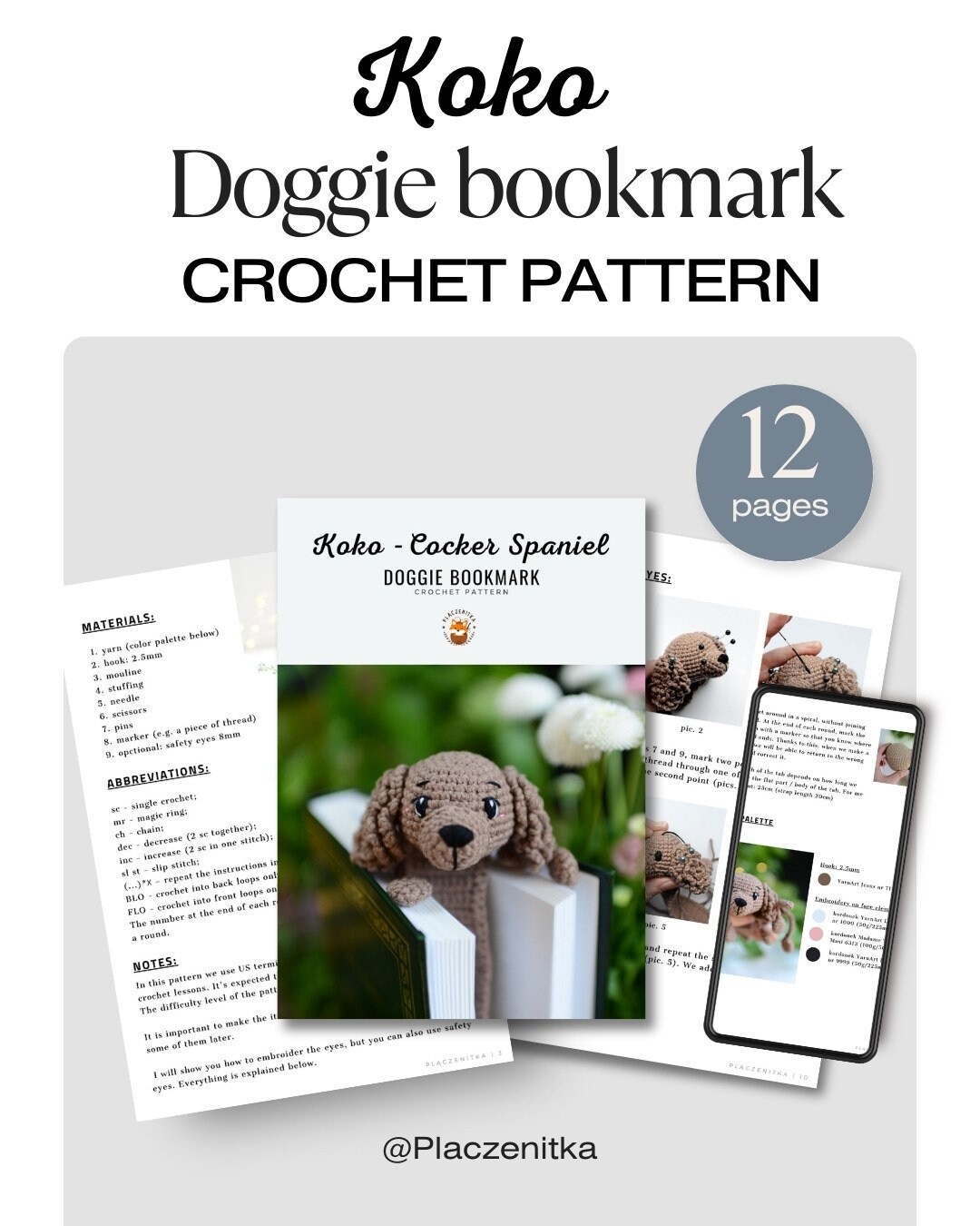 Dog Bookmark Crochet Pattern - Polish/english - PDF - Make Your ...