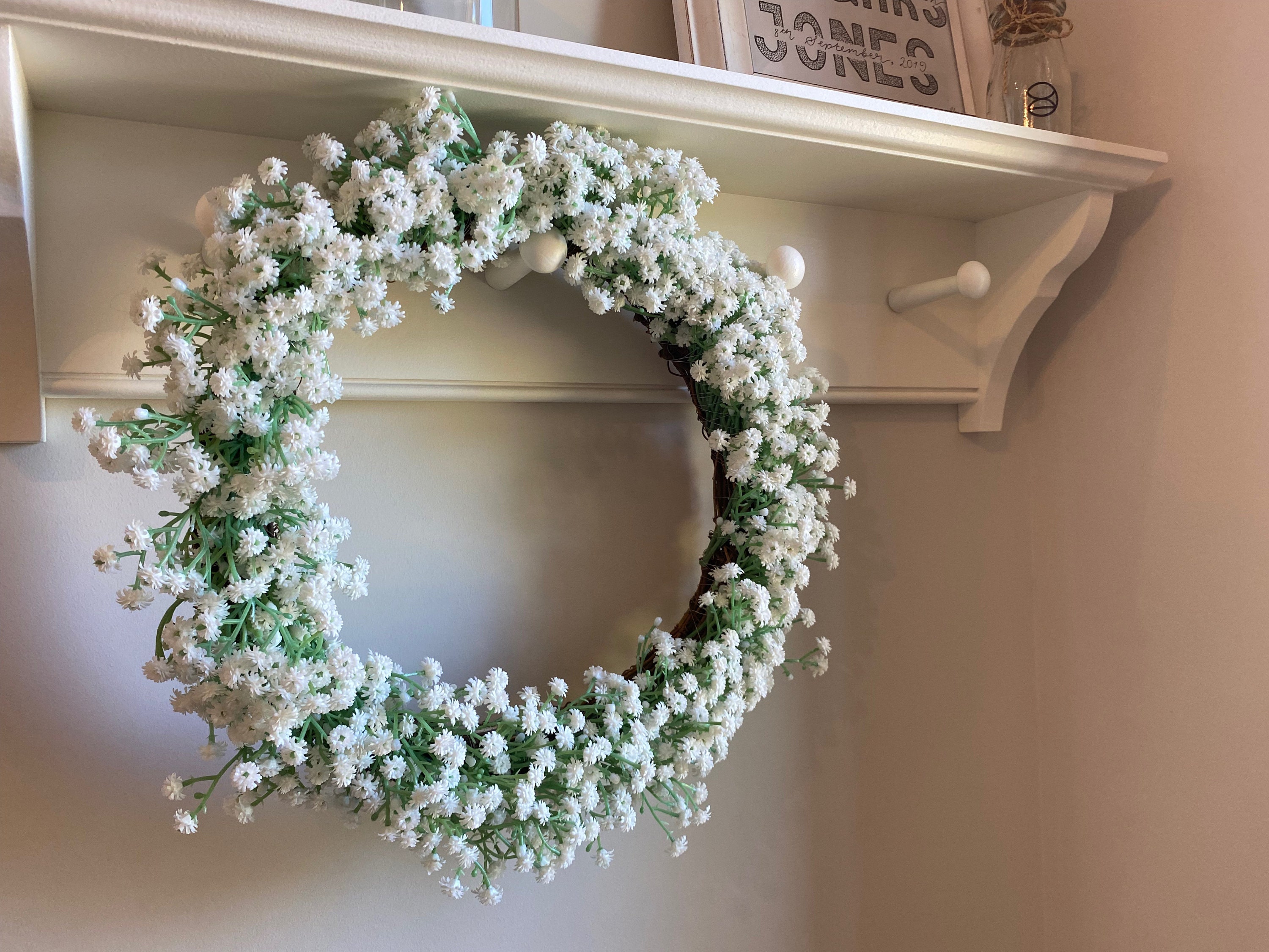Gypsophila Babys Breath Wreath / White Flower Wreath / | Etsy