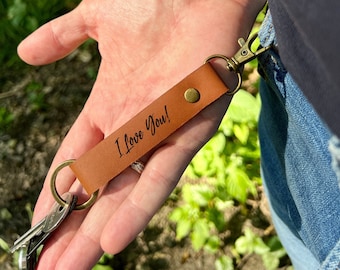 Personalized Leather Keychain. Custom Key Fob Key Chain. Key Ring Text or Initial or Name. Keychain for Boyfriend. Car Drive Safe Keychain