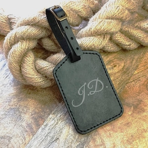 Personalized Leather Luggage Tag: Custom Engraved Monogram