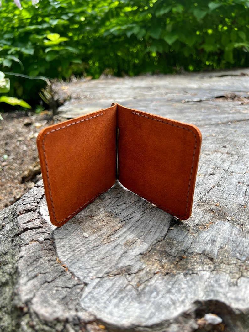 Leather Money Clip Wallet. Mens Wallet with Money Clip. Slim Wallet for Men. Minimalist Front Pocket Card Wallet. Groomsmen Money Clip