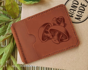 Leather front pocket card wallet with money clip brown Bull Terrier Gift