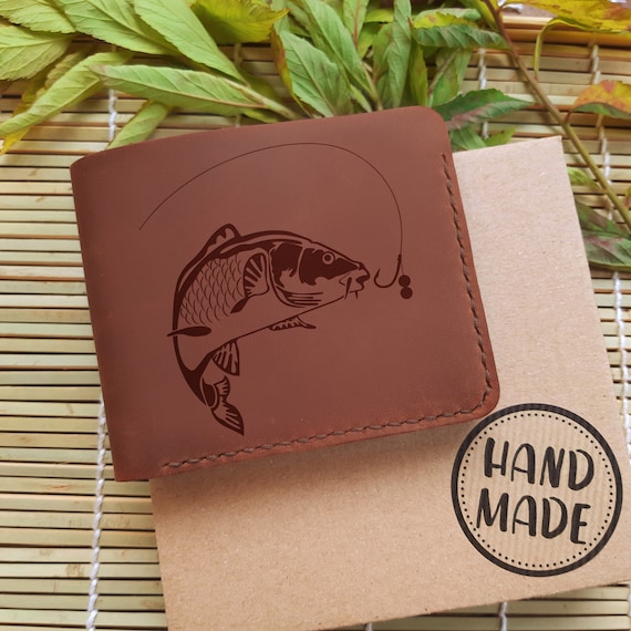 Personalized Wallet. Gifts for Anglers. Engraved Carp Fishing Leather Cute  Wallet. Custom Mens Fishing Wallet. Fishing Gifts for Fishermen 