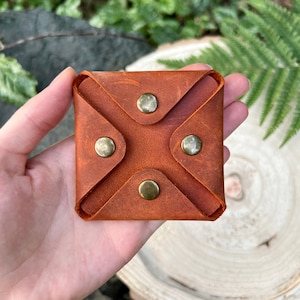 Bolsa de cuero personalizada para monedas. Portacaravanas de cuero. Organizador de monedas de cuero. Monedero de monedas de cuero. Cartera de monedas de cuero. Estuche de monedas pequeñas