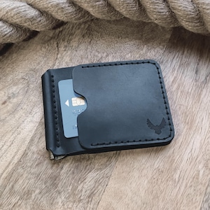 Leather Money Clip Wallet: Slim Minimalist Front Pocket Card Holder