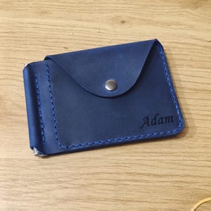 Billetera personalizada con clip para billetes y bolsillo para monedas Billetera de cuero personalizada para hombre Billetera minimalista con bolsillo frontal Billetera delgada para tarjetas personalizada