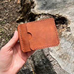 Leather Money Clip Wallet. Mens Wallet with Money Clip. Slim Wallet for Men. Minimalist Front Pocket Card Wallet. Groomsmen Money Clip