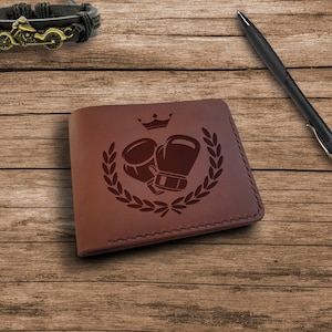 Boxen Geschenke. Personalisierte Geldbörse. Gravierte Vollnarbenleder Slim Bifold Kompakte Geldbörsen für Männer. Benutzerdefinierte Fronttasche Niedliche Brieftasche