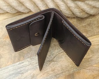 Billetera de cuero personalizada para efectivo, 7 tarjetas de crédito con portamonedas Billetera delgada plegable hecha a mano grabada de cuero marrón personalizada para hombres