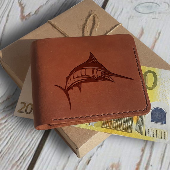 Personalized Wallet. Fishing Gifts for Men. Engraved Wallet