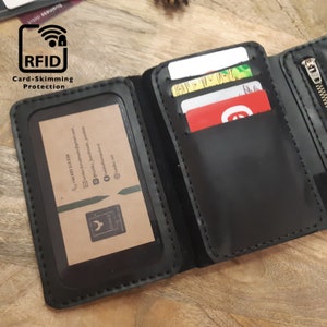 Trifold RFID-Brieftasche für Herren Personalisierte Leder Benutzerdefinierte Brieftasche mit 12 Kartenfächern 2 Geldscheinfächer mit 2 Fotofächer und Münzfach mit Reißverschluss