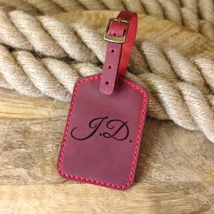 Personalized Leather Luggage Tag: Custom Engraved Travel Bag Tag