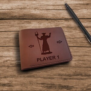 Gamer Gifts. Personalized  Leather  Wallet. 21st Birthday Gift for Him. Engraved Custom Video Game Wallet for Men. Personalized Gift For Him