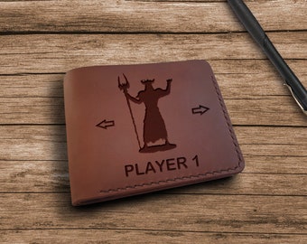 Gamer Gifts. Personalized  Leather  Wallet. 21st Birthday Gift for Him. Engraved Custom Video Game Wallet for Men. Personalized Gift For Him