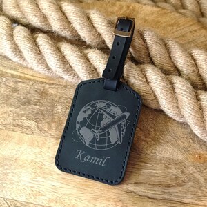 Personalized Leather Luggage Tag: Custom Engraved Monogram