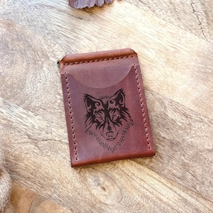 Billetera con pinza para billetes. Billetera ligera. Billetera de cuero para hombre. Billetera minimalista con bolsillo frontal de lobo. Billetera delgada para tarjetas de crédito. Billetera con pinza para billetes personalizada