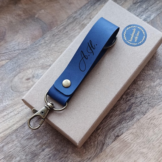 Personalized Leather Keychain: Engraved Custom Keyring for Men