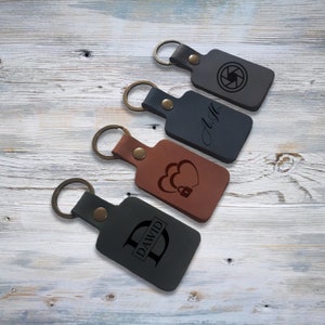Personalized Leather Keychain: Custom Engraved Car Logo, Initial, Name