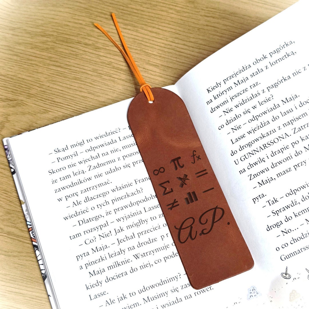 Personalized Leather Bookmark for Math Lovers, Engraved - Etsy