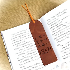 Gifts for Math Teachers & Math Lovers. Personalized Leather Bookmark. Engraved Bookmark. Book Lovers Gift. Custom Leather Handmade Bookmarks