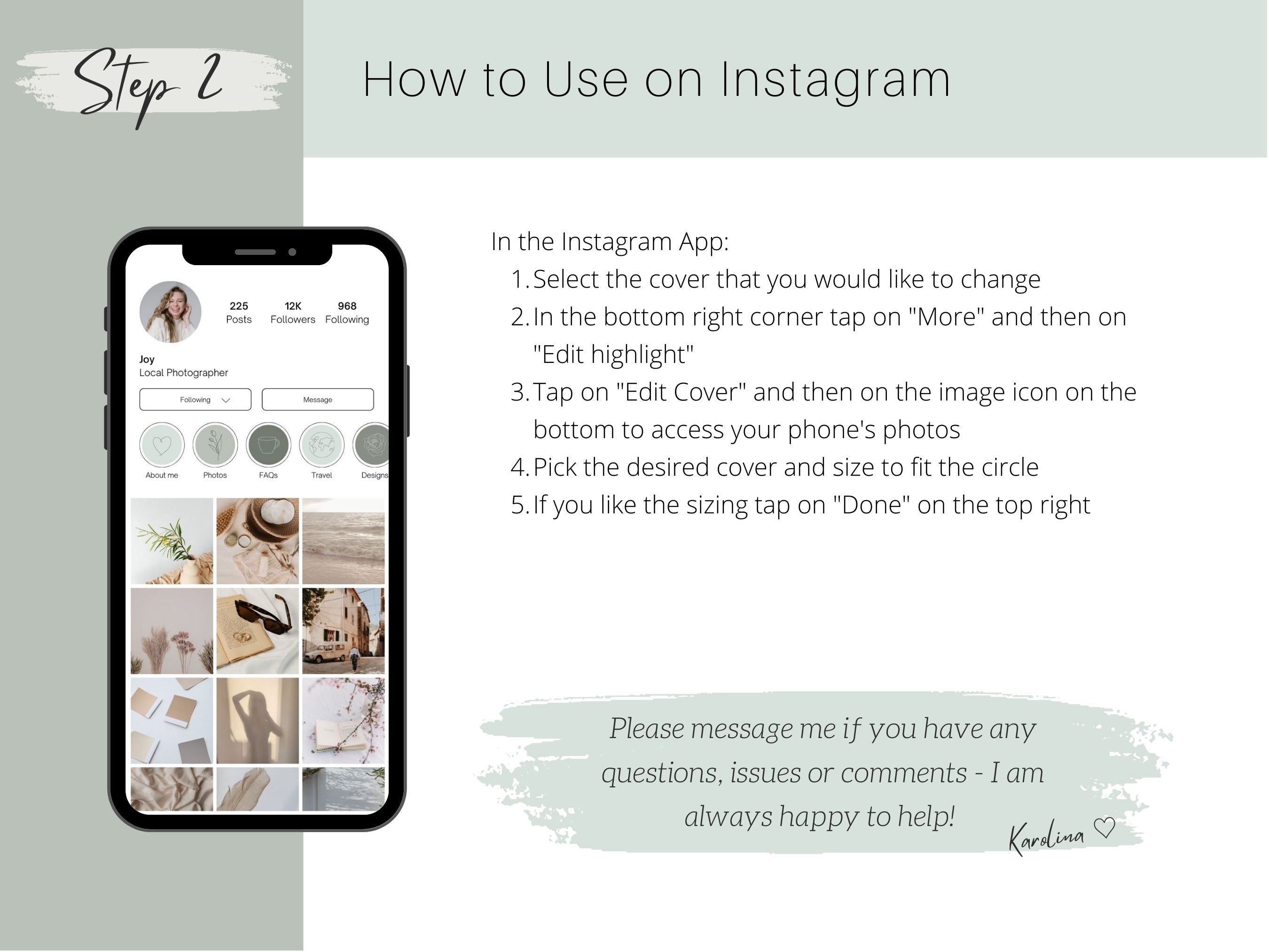 Instagram Highlight Covers Line Art Green Instagram Story Icons Sage