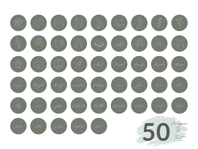 Instagram Highlight Covers Line Art Green Instagram Story Etsy