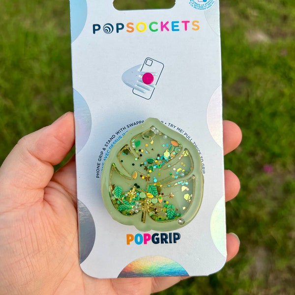 PopSocket ™ PopGrip MONSTERA LEAF SHAKER | Nature Garden Hippie | Celestial Moon Star | Green Witch Kitchen Cottage | Classy Phone Grip Cute