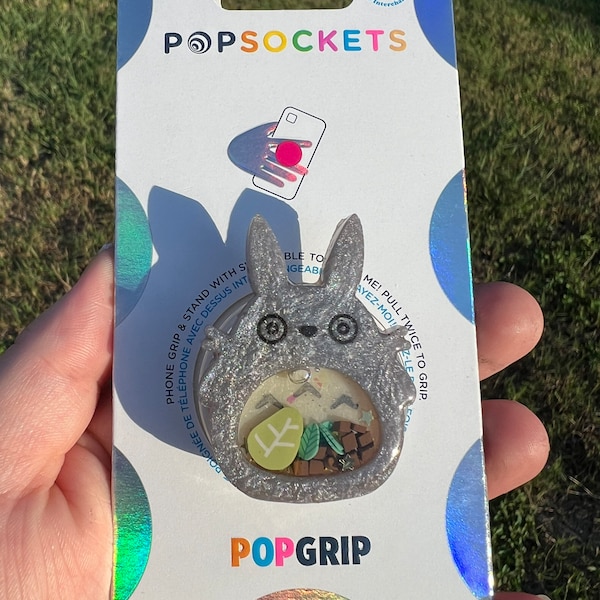 PopSocket™ PopGrip | GREY BUNNY Shaker | Kawaii Chibi | Gift for Anime Fan Forest Spirit Japan Troll Seedling Show Cartoon Phone Neighbor
