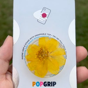 PopSocket™ PopGrip Phone Grip Swappable Top | COSMOS Real Dried Pressed Flower | Stand | Gift For Her | Resin Art Cute Floral Orange Spooky