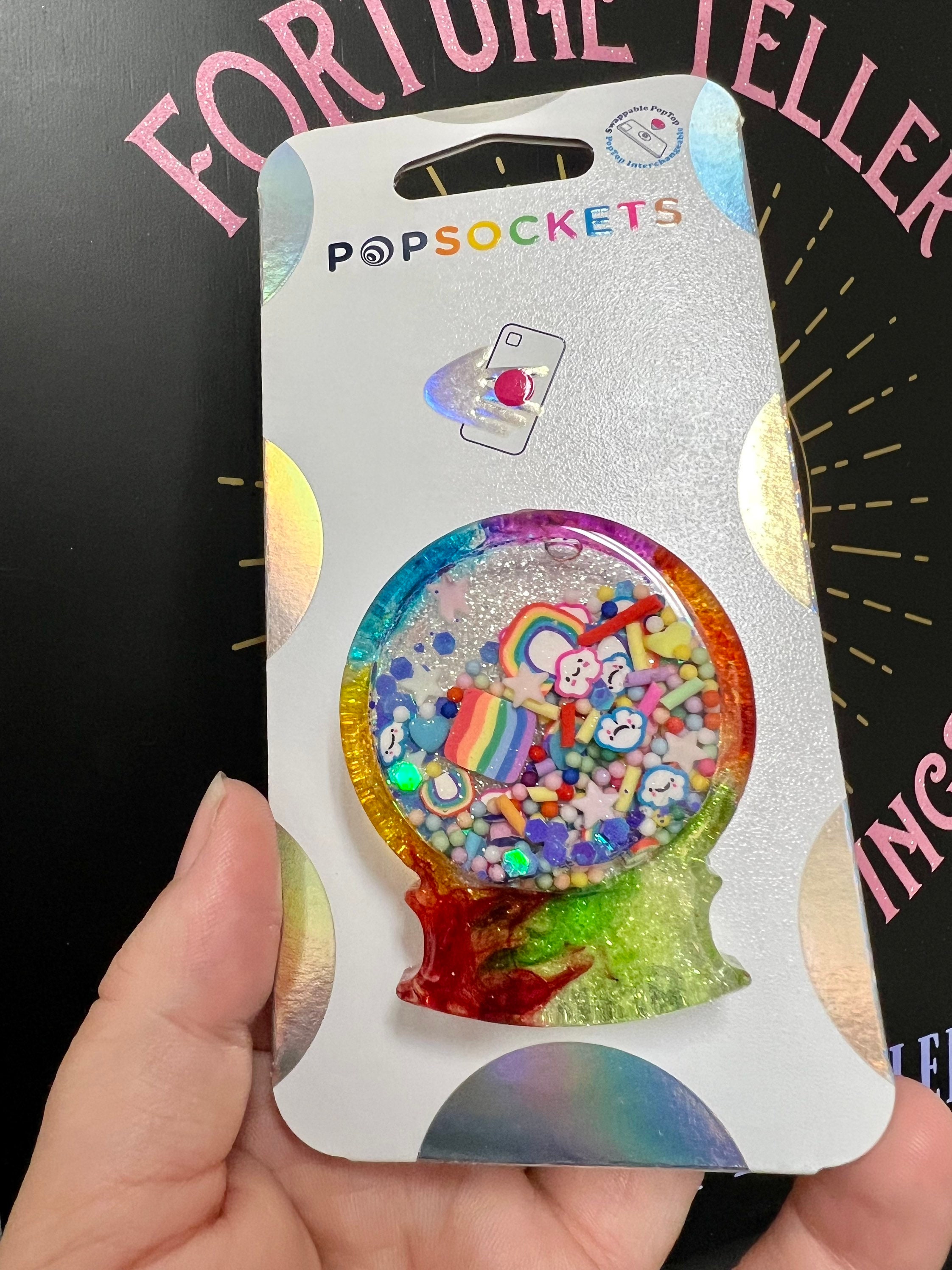 Popsocket™ Popgrip Phone Grip Swappable Top RAINBOW Crystal 