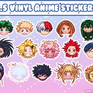 MHA | Vinil | Adesivos brilhantes cortados | Diário | Planejador | Álbum de recortes | Decoração | Presentes | Bonito | Kawaii