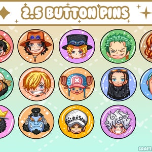 Piece One | Button Pins | Anime | Japanese | Brooch Pin Badge | Gifts | Cute | Kawaii | Games | Characters | Manga | Straw Hat | Mugiwara