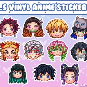 Demônio matador de Oni fofo | Vinil | Adesivos brilhantes cortados | Álbum de recortes | Decoração | Presentes| Kawaii | Anime | Personagens de desenhos animados japoneses matam | KNY