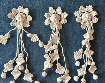 Antique Hand Crocheted Flower and Bobble Tassel