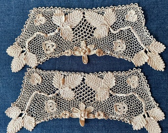 Antique Irish Crochet Collar Flowers and Bobbles