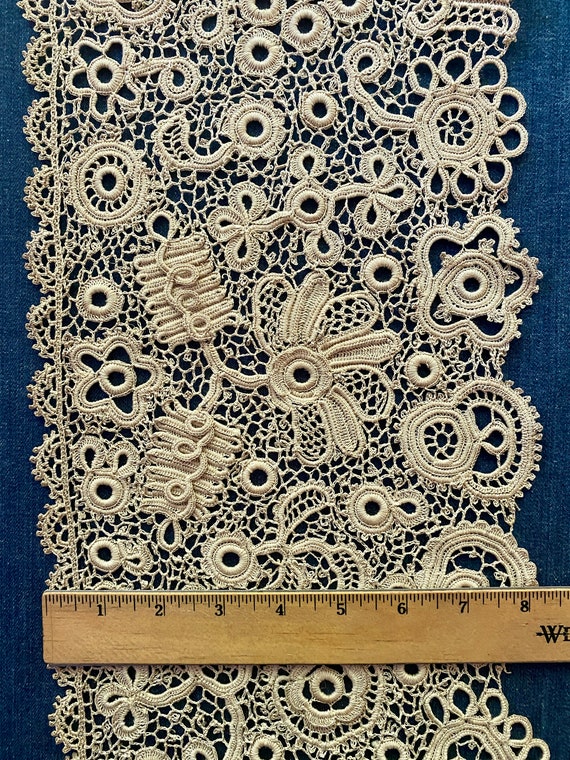 Antique Hand Made Length of Irish Crochet Lace - image 7