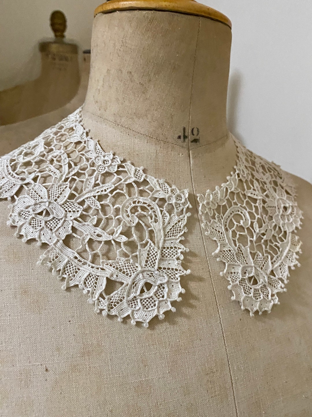 Unused Fine Antique Needle Lace Collar Etsy