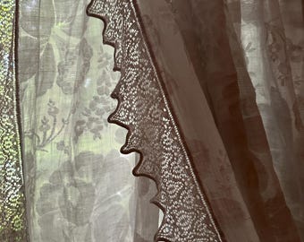 Antique French Madras Lace Curtain Panel